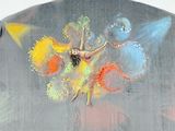 a painting of a woman flying through the air