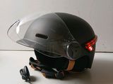 a helmet that has been placed on a table