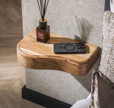 Lot de 2 chevets forme organique en acacia massif naturel -4… - Photo 1