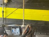 a pair of shoes and a pair of skis on the ground