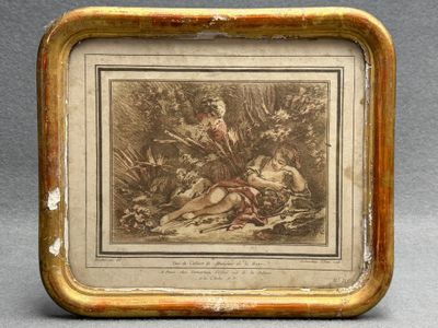 François Boucher d'après. Scène champêtre. Gravure début XIX…