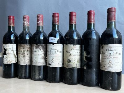 7 bouteilles Château Moulin à Vent 1985 Moulis en Médoc, niv…