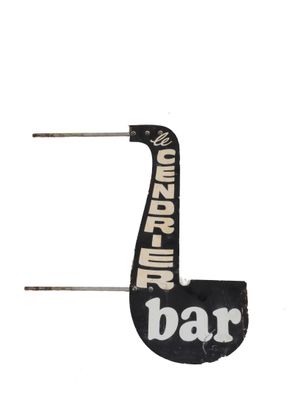 an image of a sign for a bar on the side of a building