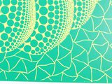 an image of a green and yellow painting with circles on it