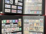 a lot of stamps on the inside of a book
