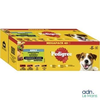pedigree megapacks for dogs with chicken, beef, and veggies