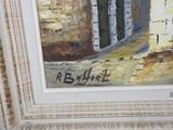 a picture of a painting of a street in a frame
