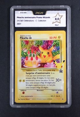 a close up of a pokemon card in a plastic case