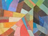 an image of a painting of colorful shapes on a white background
