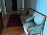 an image of a living room with a couch and a rug