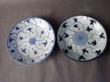 paire de bols en porcelaine bleue et blanche ornés de motifs floraux