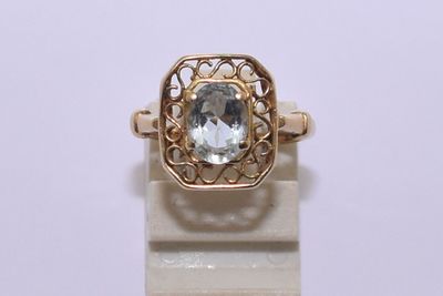 BAGUE en or sertie d'une aigue-marine, PB: 2. - Photo 1