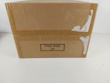 a cardboard box that has a sticker on it