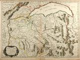 an old map of the country of france with mountains in the background