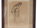 une image représentant un dessin d'une femme nue dans un cadre marron