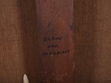 a close up of a baseball bat with the name of the player