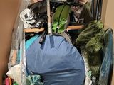 a cardboard box filled with a lot of stuff
