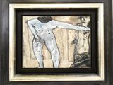 tableau représentant un homme tenant la main d'une femme, dans un cadre noir