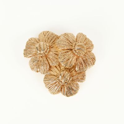 GROSSÉ Broche à 3 fleurs en métal doré stylisé - Photo 1