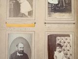 four old black and white photos of a woman, a child, a man and a woman