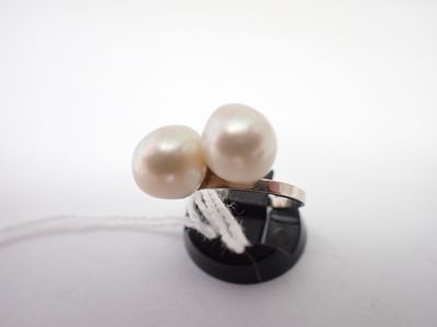 Bague en or gris et perles, poids 3,9gr tel, TDD56 - Photo 1