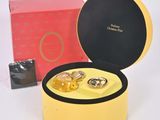 a yellow box with two rings inside of it
