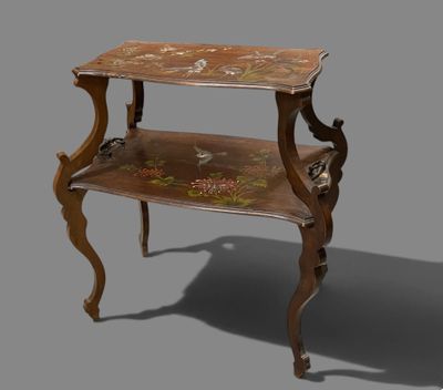 a small table with a shelf on top of it