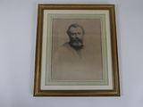 portrait d'un homme barbu et moustachu dans un cadre doré