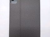 a close up of the back of a gray ipad case