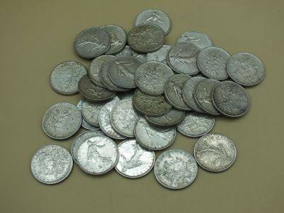 Ensemble de pièces de cinq francs type semeuse en argent de 1960 à 196 - Photo 1