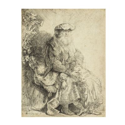 un dessin représentant un vieil homme et une femme assis sur un banc