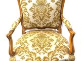 an image of a chair with a gold and white pattern on it