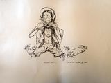 un dessin représentant un enfant assis par terre
