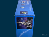 a blue box with a picture of a train on it