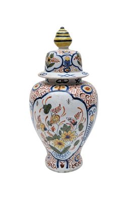 a large vase with a lid on a white background