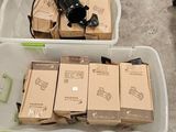 many boxes that are sitting on the floor next to each other