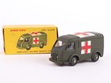 toy army vehicle with red cross on front and box in background