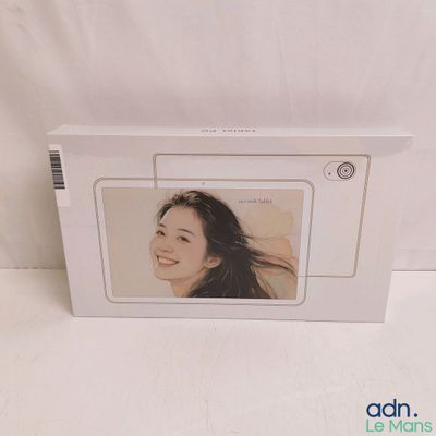 a white box with a picture of a woman on it
