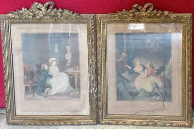 PAIRE DE PIÈCES ENCADRÉES Impressions sur papier - Photo 1