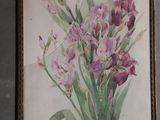 a picture of a painting of purple flowers on a wall