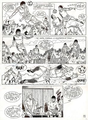une vieille bande dessinée où l'on voit plusieurs personnes jouer au foot