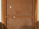 painting of a brown wooden frame with a window on top of it