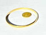 a gold ring with a coin in it on a white surface