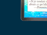 a picture of a tablet computer with a message on the screen