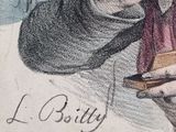 a drawing of a man with a hat and a book