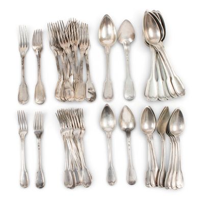 Important lot de couverts dépareillés en argent, certains ar… - Photo 1