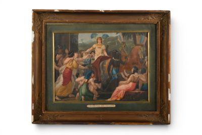 une image d'un tableau représentant un groupe de personnes dans un cadre boisé