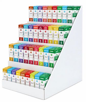 une vitrine blanche remplie d'une grande variété de thés de différentes couleurs