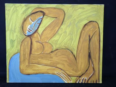une peinture représentant une femme nue allongée sur un lit