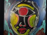 peinture représentant le visage d'une femme sur fond noir